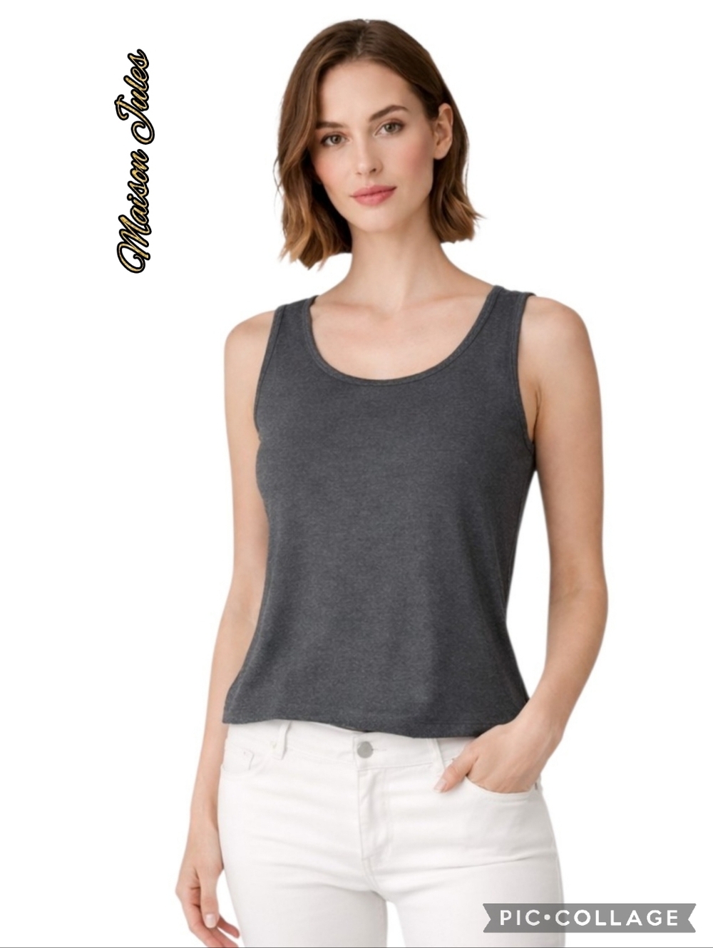 Maison Jules tank top steel grey fitted comfort fabric  sz xxl nwt's